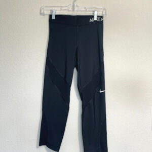 NIKE PRO Black Sheer Mesh Panel Leggings Women Small Athleisure Active Training